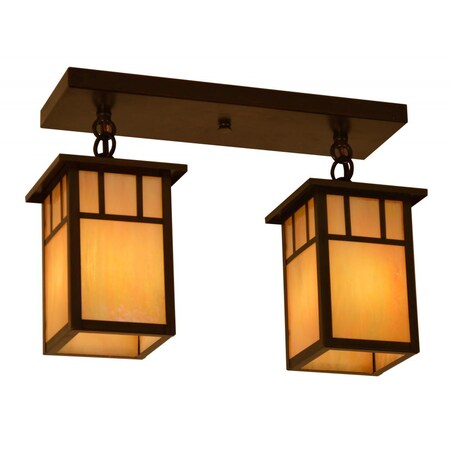 Arroyo Craftsman 4" huntington 2 light ceiling mount without overlay(empty) HCM-4L/2ERM-AB